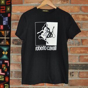 Roberto Cavalli Graphic Black & White Crew Neck T-SHIRT M